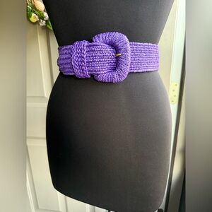 Vintage purple straw buckle belt, size small medium